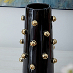 Ваза черная цилиндрическая с глянцевым покрытием и золотыми декоративными элементами Molecule Collection варинант исполнения - 2 | Loft Concept в Сочи