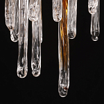 Люстра линейная золотого цвета с декоративными ветвями и длинными стеклянными подвесками в форме сосулек Droplet Chandelier варинант исполнения - 9 | Loft Concept в Сочи