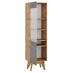 Шкаф-витрина с фасадом цвета серый бетон и стеклянной дверкой Grace of Furniture варинант исполнения - 2 | Loft Concept в Сочи