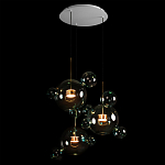 Люстра подвесная с прозрачными бирюзовыми стеклянными шарами и круглым основанием 3 лампы Giopato & Coombes варинант исполнения - 4 | Loft Concept в Сочи