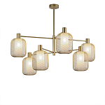 Люстра потолочная с абажурами из металлической сетки Loft Grid Pendant Gold варинант исполнения - 1 | Loft Concept в Сочи