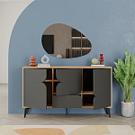 Комод цвета древесины с 3-мя дверцами и выдвижным ящиком темно-серого цвета SPARK CONSOLE OAK ANTHRACITE варинант исполнения - 2 | Loft Concept в Сочи