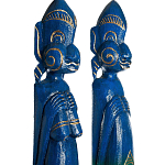 Комплект из 2-х деревянных статуэток Asmat Statuettes Blue Green варинант исполнения - 6 | Loft Concept в Сочи