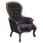 Кресло с мягкой обивкой из черного велюра на 4-х деревянных ножках Evelyn Classical Armchair варинант исполнения - 1 | Loft Concept в Сочи