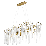 Люстра подвесная прямоугольная с бронзовыми акцентами и прозрачными стеклянными каплями Droplet Chandelier варинант исполнения - 3 | Loft Concept в Сочи