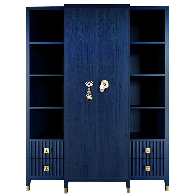 Большой шкаф с витриной Elsa Dreams Blue Синий Золотой в Сочи | Loft Concept 