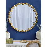 Зеркало круглое в фактурной золотистой раме из металла Mirror Golden Placer варинант исполнения - 3 | Loft Concept в Сочи