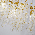 Люстра подвесная с золотистыми ветками и стеклянными подвесками в виде листьев Длина 80 см FAIRYTREE Light варинант исполнения - 3 | Loft Concept в Сочи