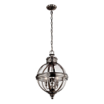 Подвесной светильник с прозрачным стеклянным плафоном в форме шара цвета никеля в индустриальном стиле на цепи 3 лампы Feiss варинант исполнения - 2 | Loft Concept в Сочи