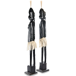 Комплект из 2-х деревянных статуэток Asmat Tall Statuettes Black варинант исполнения - 2 | Loft Concept в Сочи