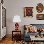 Настольная лампа бордовая с изображением птиц Slip Away варинант исполнения - 5 | Loft Concept в Сочи