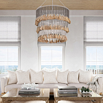 Люстра трехъярусная с декором из круглых деревянных бусин с кисточками Gray Brown Wooden Beads Chandelier варинант исполнения - 5 | Loft Concept в Сочи