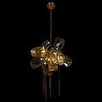 Люстра подвесная со стеклянными плафонами из дымчатого и золотистого с шестью вертикальными подвесками Gilded Mirage  варинант исполнения - 6 | Loft Concept в Сочи