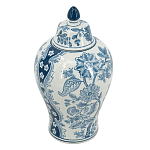 Ваза с крышкой и голубым цветочным рисунком на белом фоне Blue & White Ornament варинант исполнения - 1 | Loft Concept в Сочи
