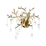 Бра в форме ветвей деревьев золотого цвета с прозрачными подвесками-каплями Droplet Bra варинант исполнения - 3 | Loft Concept в Сочи