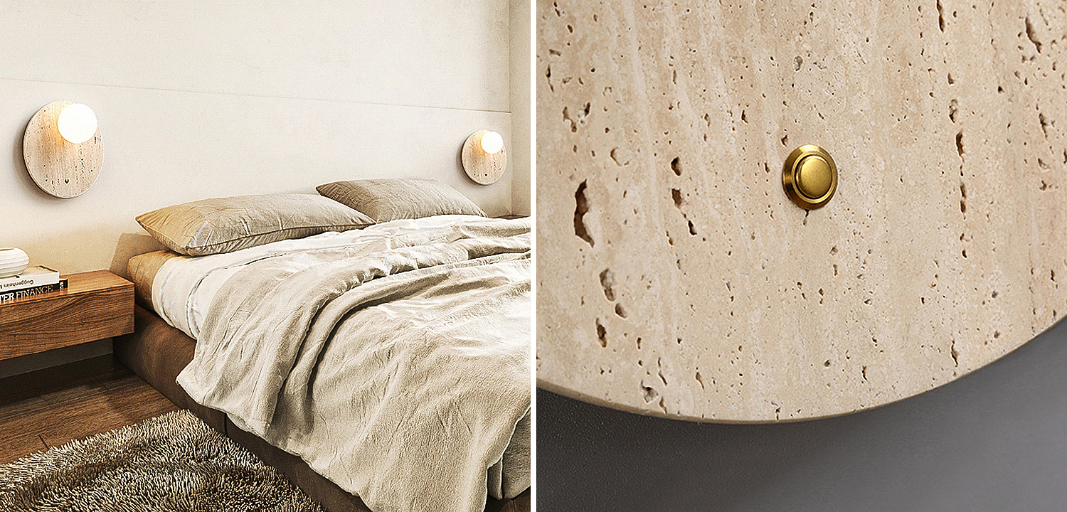 Бра STIAN TRAVERTINE WALL Круг Бра STIAN TRAVERTINE WALL Круг - Loft-Concept в Сочи