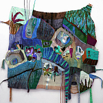 Панно гобелен яркие Пространство-Время TimeSpace Blue варинант исполнения - 1 | Loft Concept в Сочи