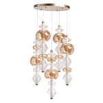 Люстра с плафонами из прозрачного и янтарного стекла в виде шаров и ромбов Gabriel Scott Luna варинант исполнения - 2 | Loft Concept в Сочи