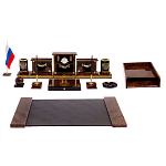 Настольный письменный набор с часами из природного камня обсидиана Royal Set варинант исполнения - 1 | Loft Concept в Сочи