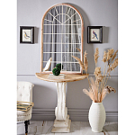 Зеркало-окно настенное в венецианском стиле с деревянной рамой бежевого цвета Venetian Smooth варинант исполнения - 4 | Loft Concept в Сочи