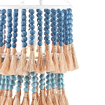 Подвесной светильник двухъярусный с декором из круглых деревянных бусин с кисточками Blue Wooden Beads Chandelier варинант исполнения - 1 | Loft Concept в Сочи