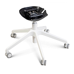 Стул с мягкой синей обивкой из велюра и подъемно-поворотным механизмом на белых колесиках Harper Blue and White варинант исполнения - 5 | Loft Concept в Сочи