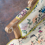 Кресло из натурального бука бежевое с изображением птиц и цветов Beige Green Chinoiserie Garden Armchair варинант исполнения - 5 | Loft Concept в Сочи