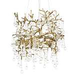 Подвесная люстра в виде ветвей деревьев золотого цвета с прозрачными подвесками-каплями 8 и 14 ламп Droplet Chandelier варинант исполнения - 1 | Loft Concept в Сочи