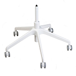 Стул с мягкой синей обивкой из велюра и подъемно-поворотным механизмом на белых колесиках Harper Blue and White варинант исполнения - 4 | Loft Concept в Сочи