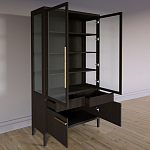 Витрина Primo со стеклянными фасадами и буфетом шпон Темный орех варинант исполнения - 4 | Loft Concept в Сочи