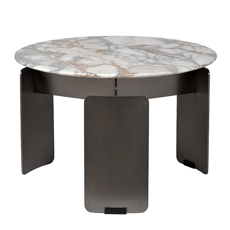 Столик журнальный с круглой мраморной столешницей на трех опорах Marble Stone Drawing  в Сочи | Loft Concept 