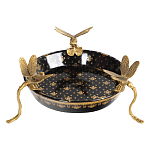 Блюдо черного цвета из фрафора на бронзовых ножках в виде стрекоз Eden Garden варинант исполнения - 2 | Loft Concept в Сочи