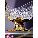 Чаша из прозрачного стекла на бронзовой подставке в виде павлина с рельефным хвостом Eden Garden варинант исполнения - 5 | Loft Concept в Сочи