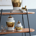 Ваза белая с крышкой и золотистыми фрагментами Chinoiserie Ceramics варинант исполнения - 2 | Loft Concept в Сочи