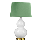 Настольная лампа с белым фигурным основанием на латунном основании и зеленым тканевым конусным абажуром Elstead Lighting варинант исполнения - 1 | Loft Concept в Сочи