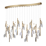 Люстра с золотистыми трубками и прозрачными стеклянными листьями на подвесах Sylva  варинант исполнения - 3 | Loft Concept в Сочи