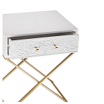 Приставной столик с выдвижным ящиком  White Table Carved Pattern варинант исполнения - 2 | Loft Concept в Сочи