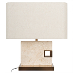 Настольная лампа с прямоугольным основанием из натурального камня c тканевым абажуром Lapis Tiburtinus варинант исполнения - 1 | Loft Concept в Сочи