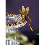 Ваза из прозрачного стекла на бронзовой подставке с ободком и ручками в виде стрекоз Eden Garden варинант исполнения - 3 | Loft Concept в Сочи