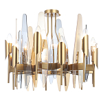 Люстра с вертикальными стеклянными элементами и металлическим каркасом цвета Латунь Vertical Glass варинант исполнения - 2 | Loft Concept в Сочи