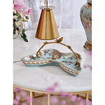 Блюдо из голубого фарфора с бронзовой ручкой в виде ветки Blue Garden варинант исполнения - 3 | Loft Concept в Сочи