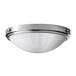 Потолочный светильник для ванных комнат цвета хром с белым матовым ребристым плафоном в форме полусферы Feiss варинант исполнения - 1 | Loft Concept в Сочи