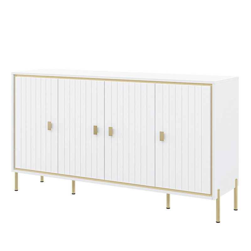 Консоль четырёхдверная с полками Antique Order Белый Золотой в Сочи | Loft Concept 