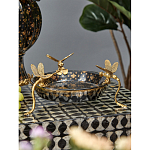 Блюдо черного цвета из фрафора на бронзовых ножках в виде стрекоз Eden Garden варинант исполнения - 3 | Loft Concept в Сочи