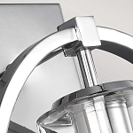 Бра цвета хром с круглой рамой и цилиндрическим прозрачным стеклянным плафоном на прямоугольном основании Feiss варинант исполнения - 2 | Loft Concept в Сочи