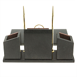 Настольный письменный набор из лемезита и змеевика с часами Royal Accessory варинант исполнения - 5 | Loft Concept в Сочи