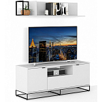 ТВ-тумба белая с  2-мя дверцами и ящиком Strict Lines варинант исполнения - 5 | Loft Concept в Сочи