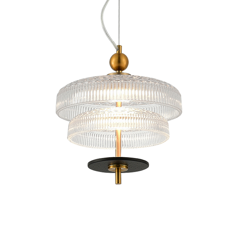 Подвесной светильник многослойный из рифленого прозрачного стекла Academy of Light Прозрачное Стекло Латунь в Сочи | Loft Concept 