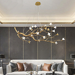 Люстра в виде золотой ветки с цветами Glass Flower Pendant Light варинант исполнения - 4 | Loft Concept в Сочи