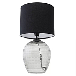 Настольная лампа с черным цилиндрическим тканевым абажуром и фактурным прозрачным основанием Black Cone варинант исполнения - 2 | Loft Concept в Сочи